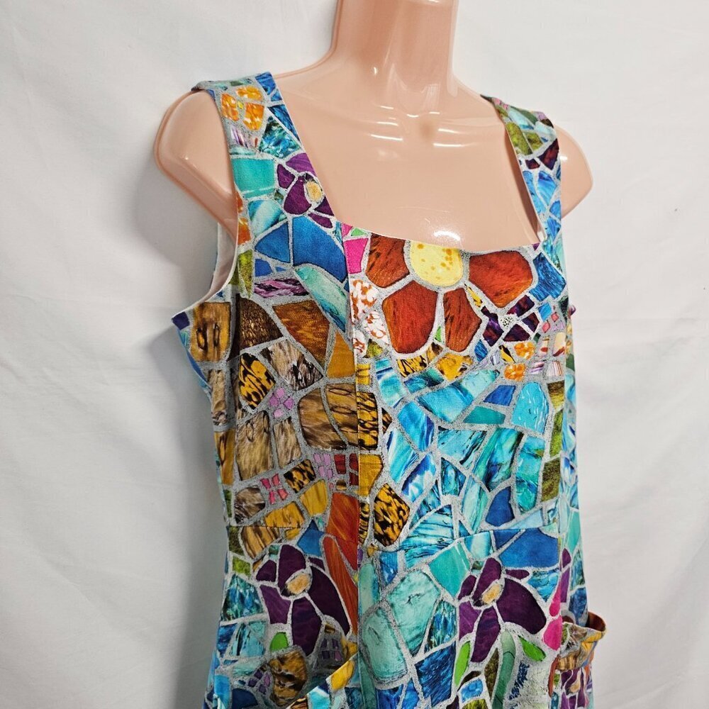 Simply Art by Dolcezza Floral Landscape Abstract Art Midi Dress Women Size L - Picture 3 of 11